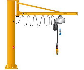 Lifting speed 8m/min Yellow 3T Pillar Mounted Jib Crane Used In Workshop